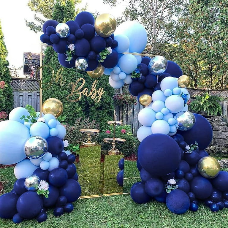 Baby Shower Decorations Boy | 129 Piece Kit with Birthday Balloons | Blue  Balloon Arch| Navy Blue Balloons| Baby Blue Balloons| Blue Balloon Garland  