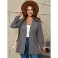 thumbnail image 3 of SHOWMALL Women's Plus Open Front Fall Cardigan V Neck Sweater Long Sleeve Causal Button Down Soft 2X Gray Warm Knit Cardigan, 3 of 9