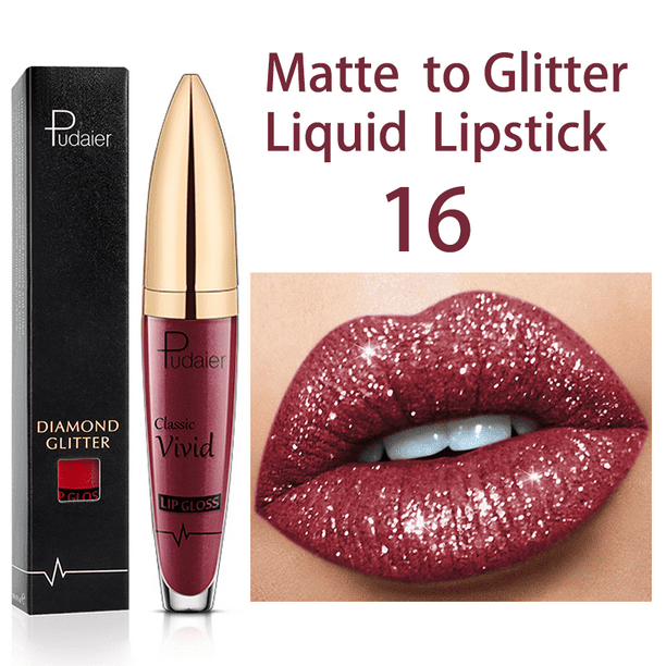 18 colores Diamond Shimmer Glitter Brillo de labios Mate a brillo Lápiz labial líquido Impermeable Diamante Perla Color Brillo de labios Maquillaje Tan Jianjun unisex