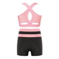 thumbnail image 2 of CHICTRY Kids Girls Swimsuit 2 Pieces Sports Crop Top with Booty Shorts Set Athletic Swimwear Pink 10, 2 of 5
