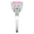 thumbnail image 3 of 4.27 ctw 3 Stone Anniversary Ring for Women | Emerald Cut Simulated Pink Diamond | Hyperallergenic Solid 14K White Gold, 3 of 5