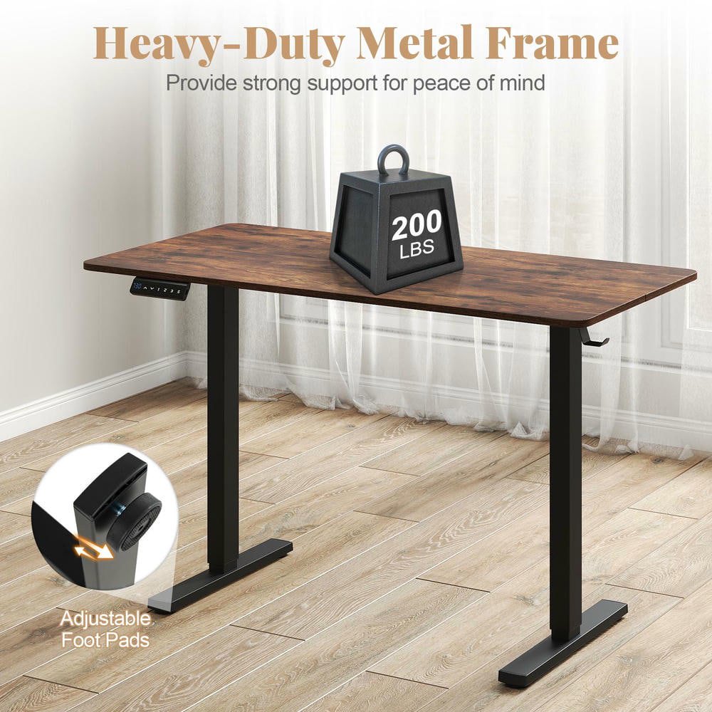 Resenkos 48x24 Inch Electric Standing Desk with 3 Memory Height Settings - Rustic Brown