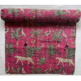 thumbnail image 2 of Handblock Vintage Floral aditional Pure Cotton Jungle Print Kantha Quilt, Bed Cover Throw Animal Printed Kantha Quilt With 2 Pillow Cover, 2 of 5