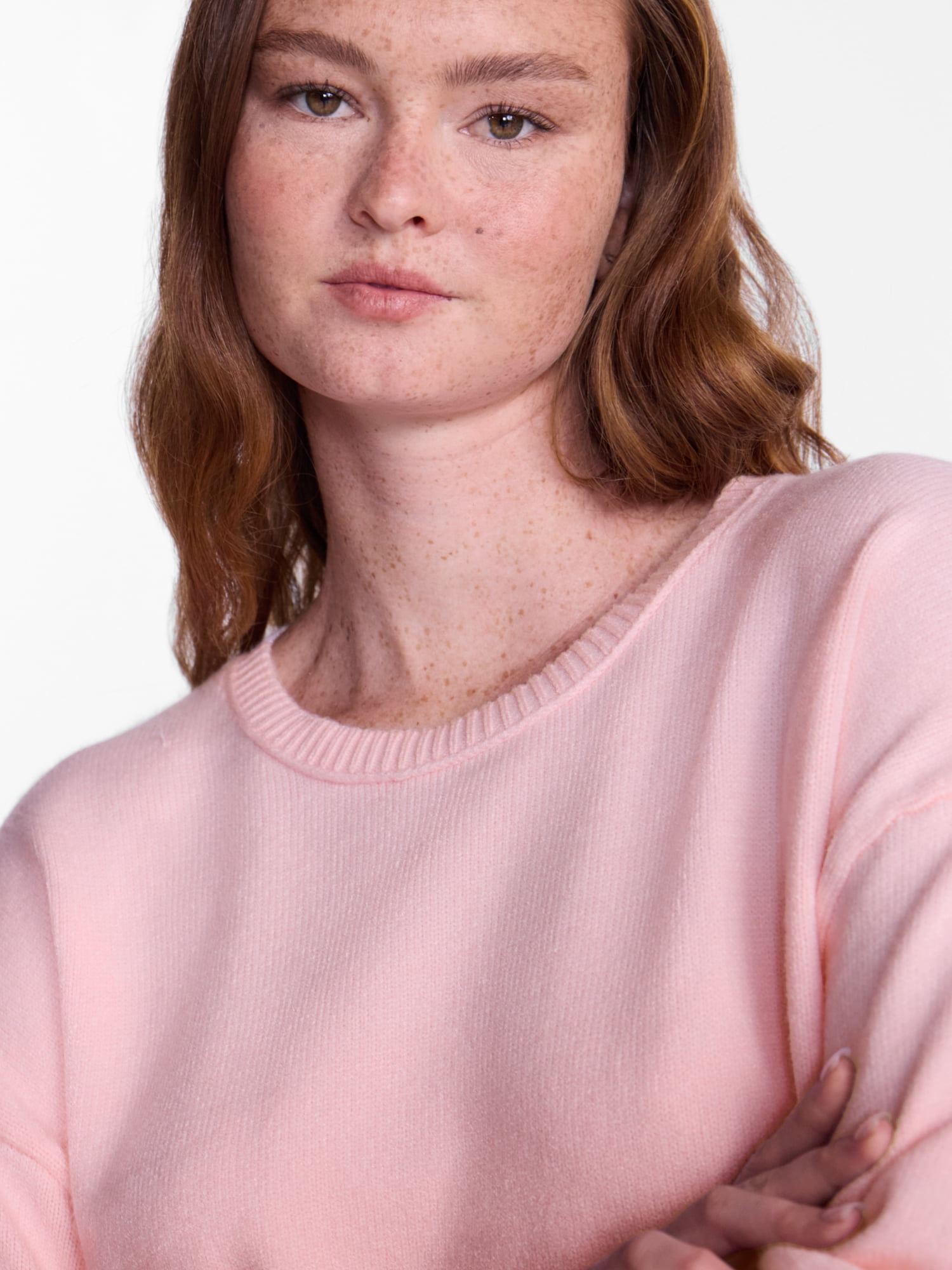 No Boundaries Essential Crewneck Sweater, Lightweight, Women's and Women's Plus XXS-4X