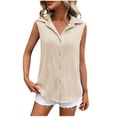 thumbnail image 1 of FAIWAD Débardeurs Sans Manches pour Femmes à Boutons, Blouses à Col Texturé, Chemise Décontractée Ample, Hauts d'Été Basiques, 1 of 2