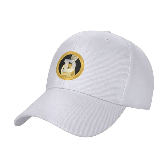 TEQUAN Peaked Cap Cryptocurrency Doge Coin Adult Unisex Adjustable Curved Brim Baseball Cap Hat, White