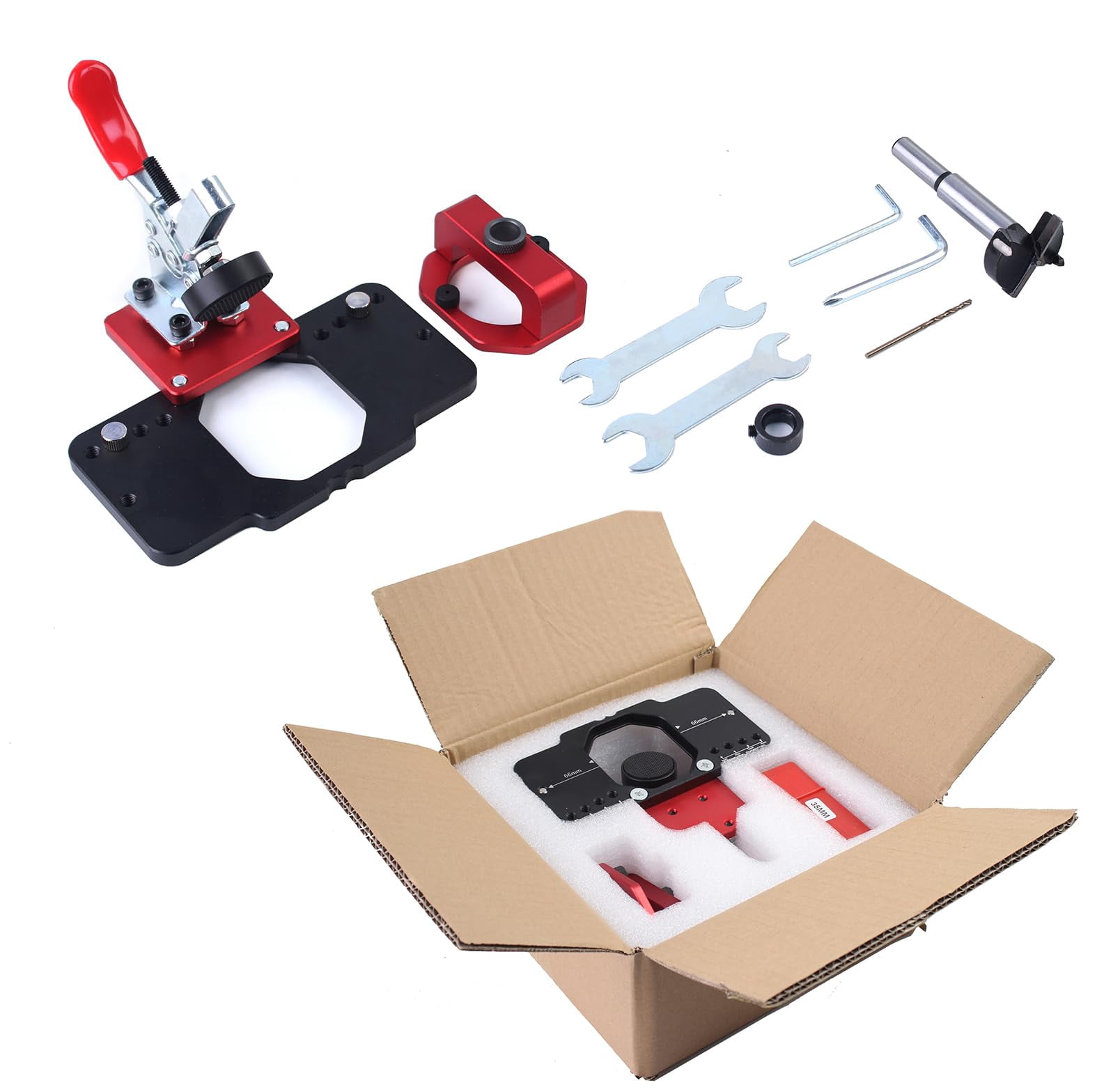 35mm Metal Concealed Hinge Jig Hole Drilling Jigs With Quick Clamp  Dust Vacuum Adapter Door Guide For Woodworking Cabinet Hinges Mounting Tool