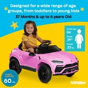 Kidzone 12V 7AH Kids Ride On Car Licensed Lamborghini Urus Electric Vehicle High/Low Speed With 2.4G Remote Control, Horn, Radio, USB Port, Spring Suspension, Opening Door, LED light, Pink
