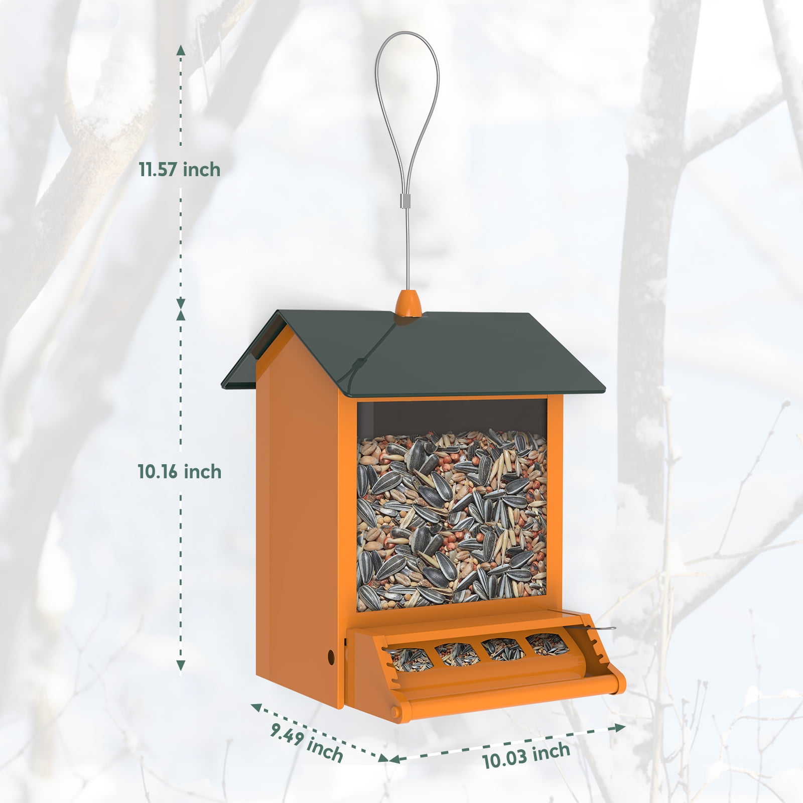 Digipettor 6 lbs Squirrel-Proof Outdoor Wild Bird Feeder with Weight-Activated Perches, 4 Feeding Ports for Garden Yard Outside Decoration