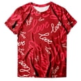 thumbnail image 4 of Fvwitlyh T-Shirts Femmes Décontracté Mignon Saint-Valentin Imprimé Lettre d'Amour Col Rond Manches Courtes T-Shirt E,L, 4 of 4