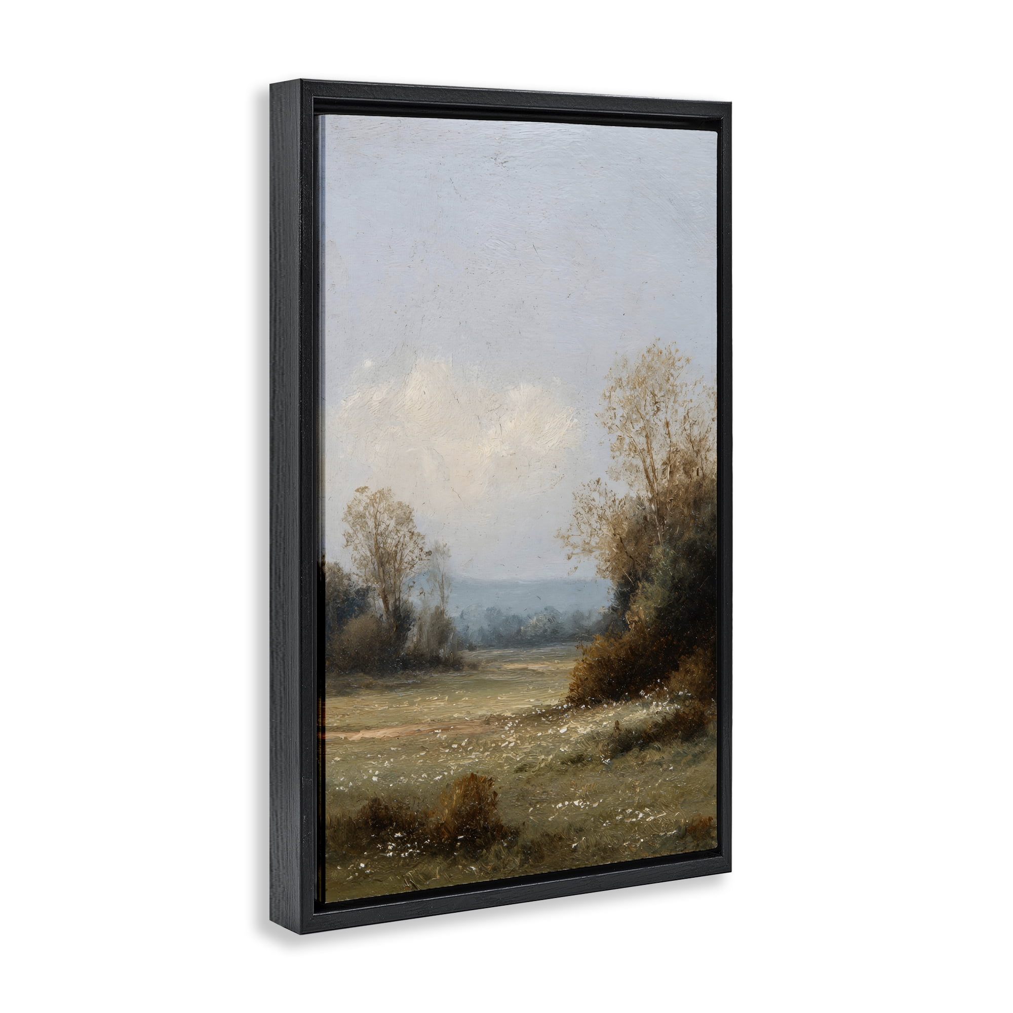 Stupell Industries Silent Little Meadow Black Framed Floater Canvas Wall Art, design by Petal Prints Design