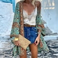 thumbnail image 3 of Joernso Long Sleeve Sun Women Cardigan Quick Drying Summer Open Front Bohemian Floral Printed Shirt for Beach, 3 of 8