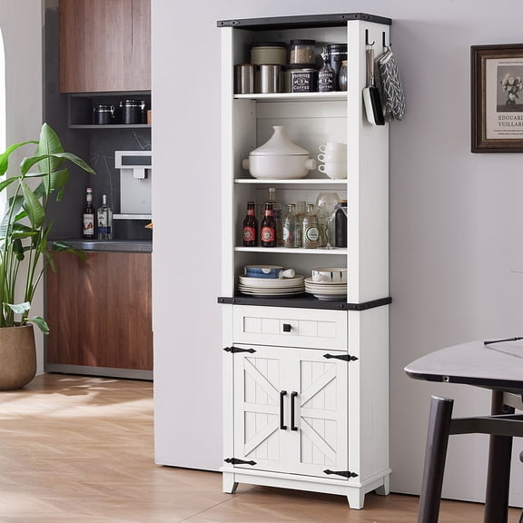 72" Tall Bookshelf with Storage Cabinet, 7-Tier Bookcase with Drawer, Display Book Shelf Book Organizer, Home Decor Wood Furniture for Office, White
