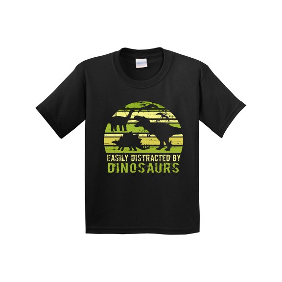 Inktastic Easily Distracted by Dinosaurs Youth T-Shirt
