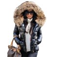 thumbnail image 3 of Frontwalk Women Coat Long Sleeve Thickened Jacket Hoodies Outwear Winter Warm Cardigan Puffer Hooded Black Brown 4XL, 3 of 7