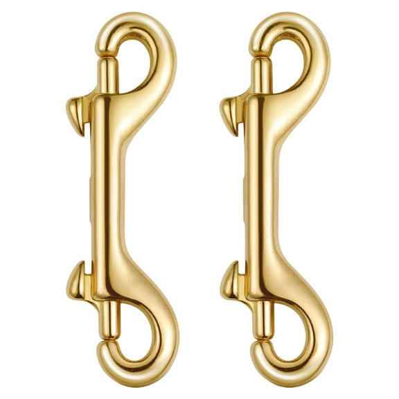 TOYMYTOY 2Pcs Brass Double Sided Snap Hooks Golden Metal Clips for Dog Leash