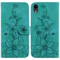 thumbnail image 2 of Compatible with iPhone XR Embossed Lily Wallet Case with Card Holder PU Leather Flip Cover, 2 of 5