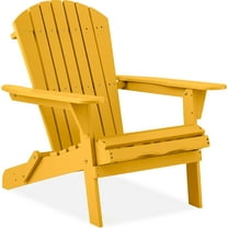 YEXJ Folding Adirondack Chair Outdoor Wooden Accent Furniture Fire Pit Lounge Chairs for Yard, Garden, Patio w/ 350lb Weight Capacity-Marigold Yellow