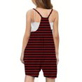 thumbnail image 3 of HAiming Girls Summer Jumpsuit Striped Printing Spaghetti Strap Sleeveless Loose Romper Short Pants with Pocket, 3 of 6