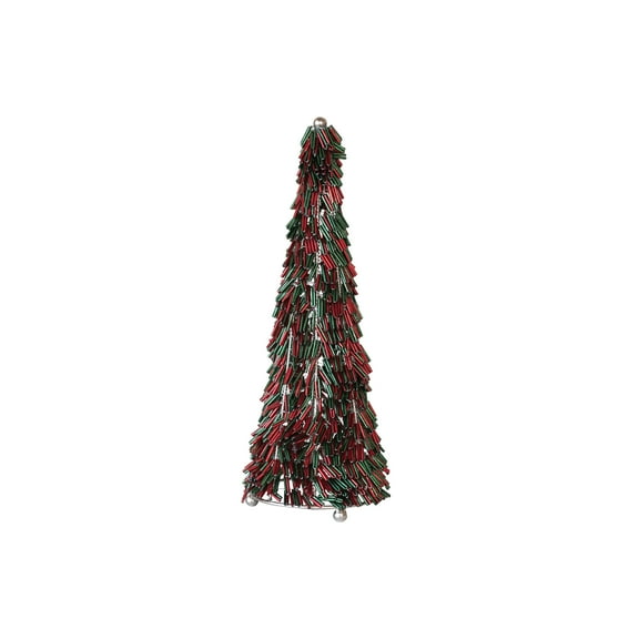 Creative Co-Op Metal and Glass Beaded Christmas Tree, Red and Green