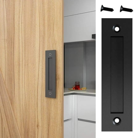 8-3/5''Flat Black Flush Sliding Barn Door Finger Pull Handle Hardware