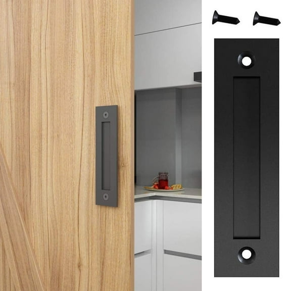 8-3/5''Flat Black Flush Sliding Barn Door Finger Pull Handle Hardware
