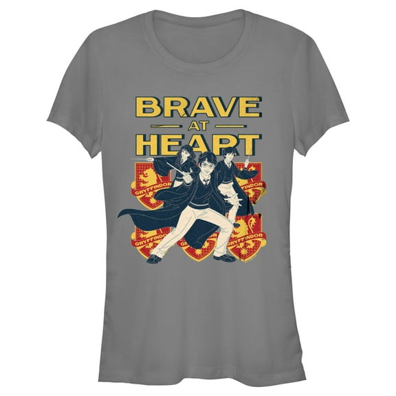 Junior's Harry Potter Gryffindor Brave at Heart Graphic Tee Charcoal 2X Large