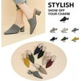 thumbnail image 2 of Women’s Knit Mesh Chunky Heel Mules Closed Pointed Toe Backless Slip On Mid Block Heel Dress Slide Sandals Summer Breathable Daily Party Pumps, 2 of 6