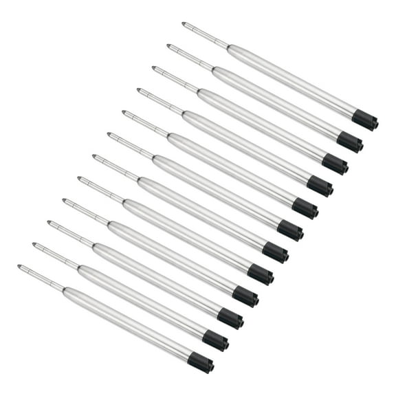 Uxcell 1mm Pen Ink Refill, 12 Pcs Ballpoint Refill Medium Point Metal Compatible Replacement for Pen Writing, Black