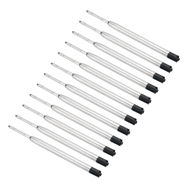 Uxcell 1mm Recarga de Tinta para Pluma, 12 Pcs Recarga de Boligrafo Punta Media Metal Compatible Reemplazo para Escritura, Negro