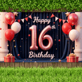 thumbnail image 6 of Red Balloon Banner Decorative Design Celebration Banner for Sweet Sixteen Indoor Decoration Party Background, 6 of 9