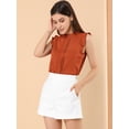 thumbnail image 2 of Blusa Elegante Sin Mangas Vintage Allegra K Naranja oscuro XS, 2 of 6