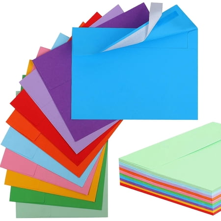 50 Pack Colored Envelope, 5x7 Envelopes, A7 Envelopes for Invitations, Printable Invitation Envelope for Weddings, Invitations, Photos, Postcards, Greeting Cards, Mailing