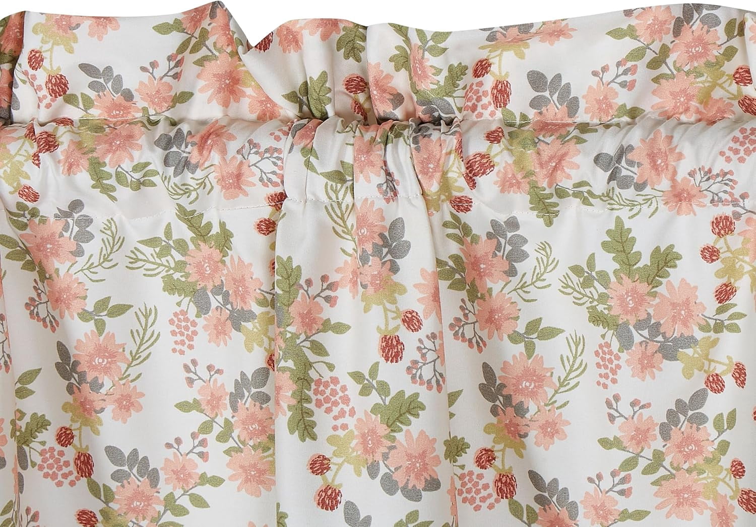 Chezmoi Collection 4-Piece Floral Window Curtain Set with Sheer Backing, Multicolor Pink Red Green Gray Floral Flowers Printed Microfiber, 120 inch x 84 inch