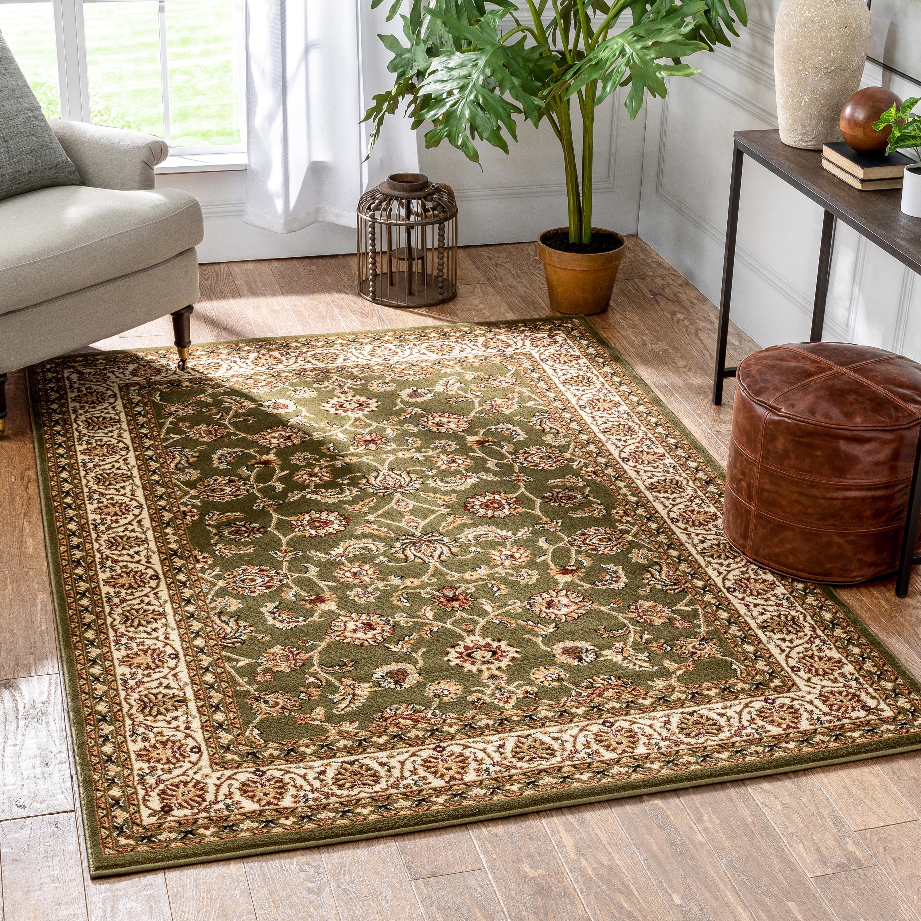 Well Woven Barclay Sarouk Traditional Oriental Panel Green 3'11" x 5'3" Area Rug