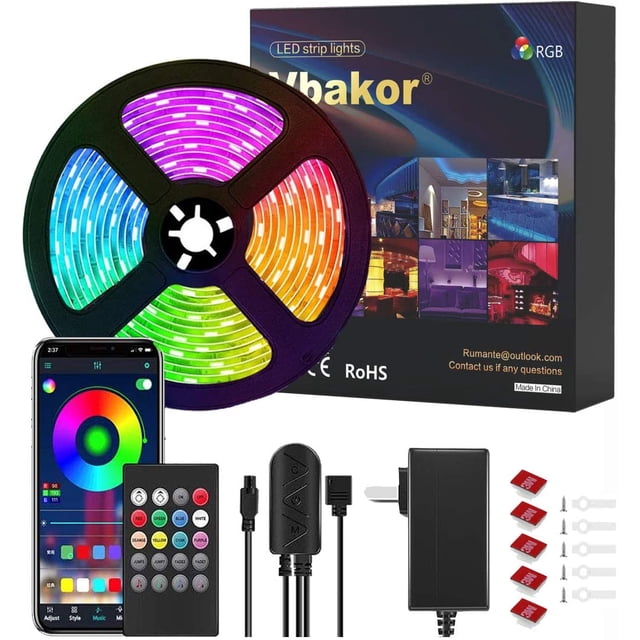 Led Strip Lights, Bluetooth App Controlled Led Lights for Bedroom, Sync to Music Led Strip,12V SMD5050 16.4FT FlexibColor Changing Led Strip with Remote for Bedroom, Ceiling, Party