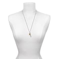 thumbnail image 3 of Delight Jewelry Goldtone Capital Letter - V - Pebble Disc - Silvertone Fearless Bar Charm Necklace, 23", 3 of 4