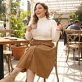 thumbnail image 3 of Agnes Orinda Plus Size Corduroy Midi Skirts for Women Elastic High Waist Button Front A-Line Skirt with Pockets 3X Brown, 3 of 8
