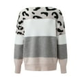 thumbnail image 4 of Bibifish Womens Sweaters Leopard Print Color Block Sweaters Autumn Winter Long Sleeved Crewneck Knitted Pullover Tops For Ladies, 4 of 9