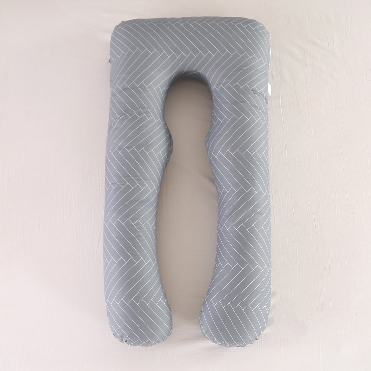 U-Shape Pregnancy Pillow 51 Inch Maternity Pillow with Washable Cover Nursing Support Cushion for Pregnant Women Side Sleeping (Gray Stripe)
