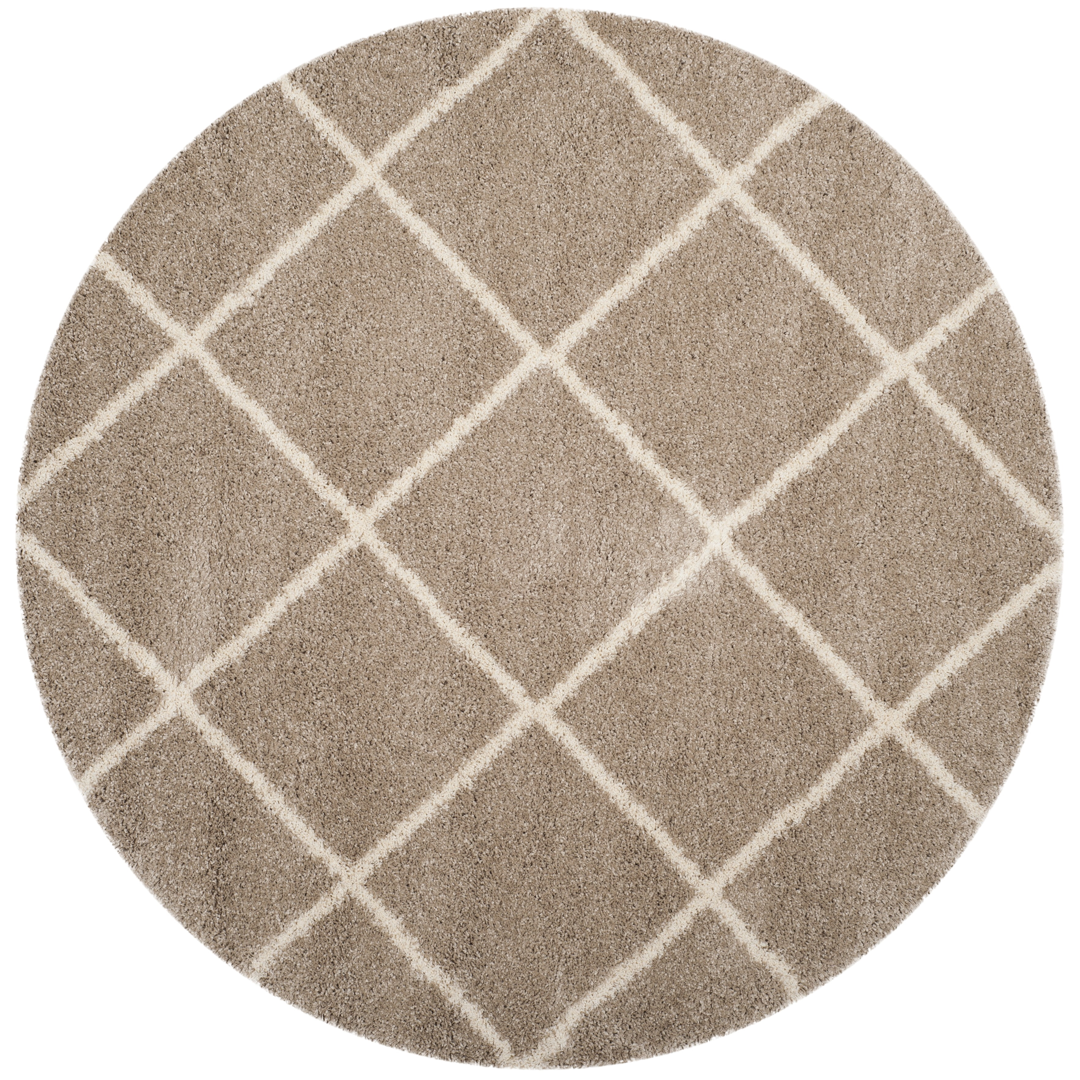Safavieh Hudson Amias Geometric Shag Area Rug, Beige/Ivory, 4' x 4' Round