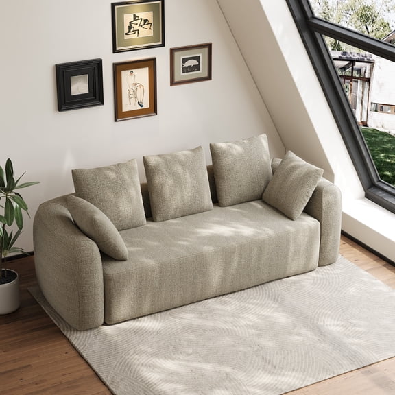 Rophefx 101" Oversized Modern Chenille Cloud Sofa ,3 Seater Couch for Living Room, Light brown
