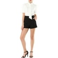 thumbnail image 2 of INSPIRE CHIC Women's Tie Neck Shirt Button Down Puff Sleeve Work Blouse XS White, 2 of 7