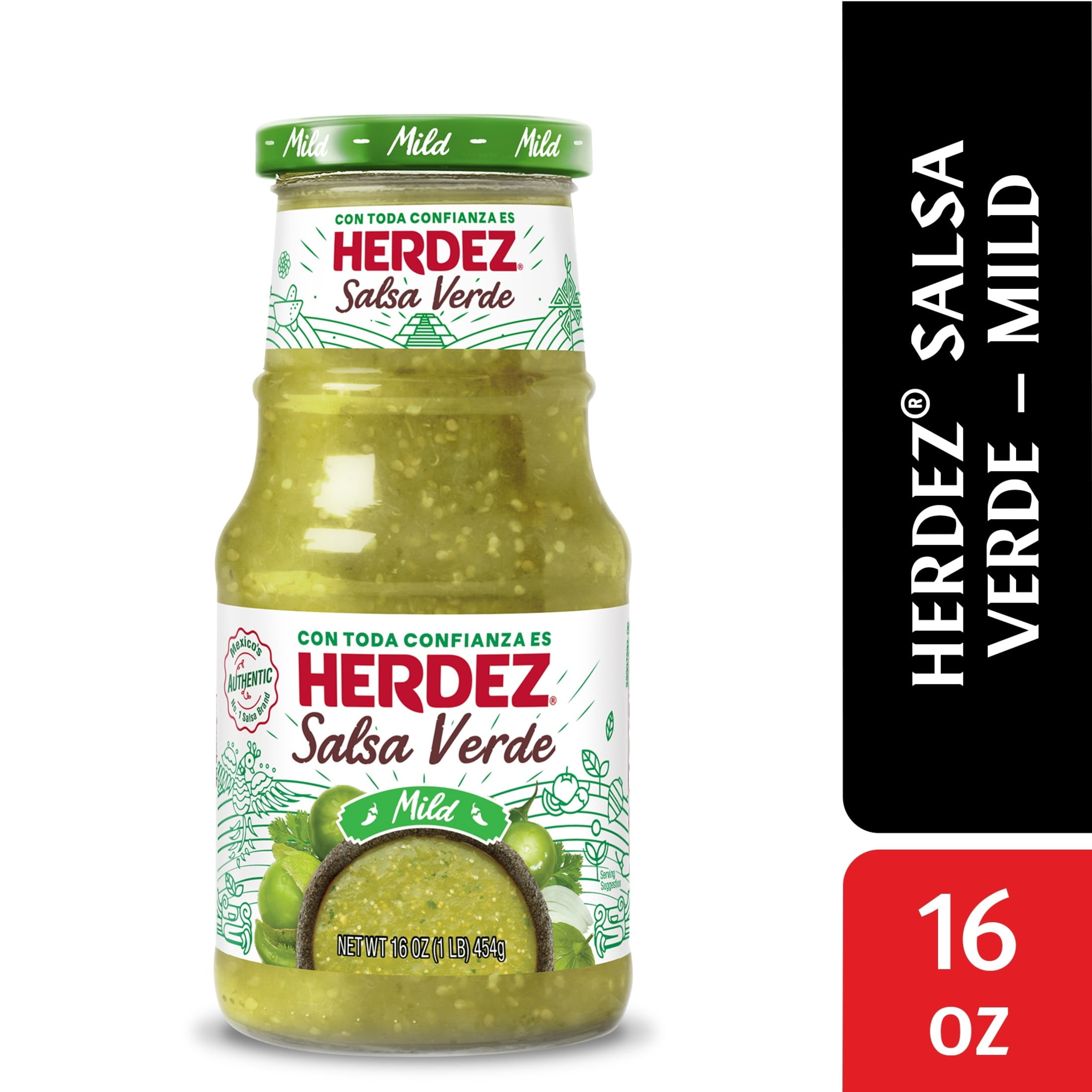Herdez Salsa Verde Mild 16 oz Glass Jar Tortilla Chip Dip with