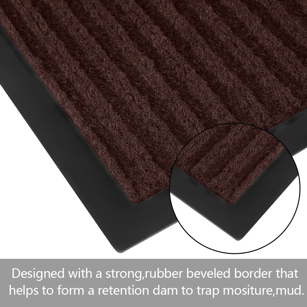 ANMINY Front Doormat Entrance Shoe Mat Waterproof PVC Non Slip Rug Welcome Mat Outdoor Indoor, 24"x35", Brown