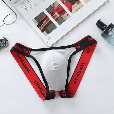 

ELFINDEA Men s Erotic Panties Thong Sexy Low Waist Cotton Breathable T-Pants Bladder Breathable Double Thong