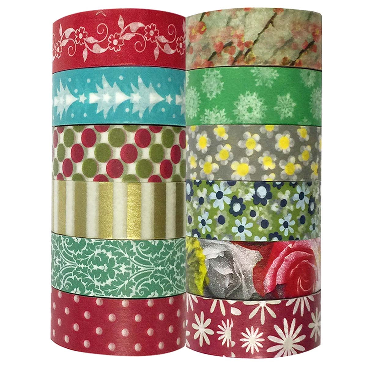 Wrapables® Washi Tapes Decorative Masking Tapes, Set of 12, ADSET29