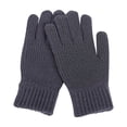 thumbnail image 2 of Guantes de invierno de punto de medio dedo unisex de color sólido con tapa y dedos cálidos para mujer, manoplas de poliéster, 2 of 4