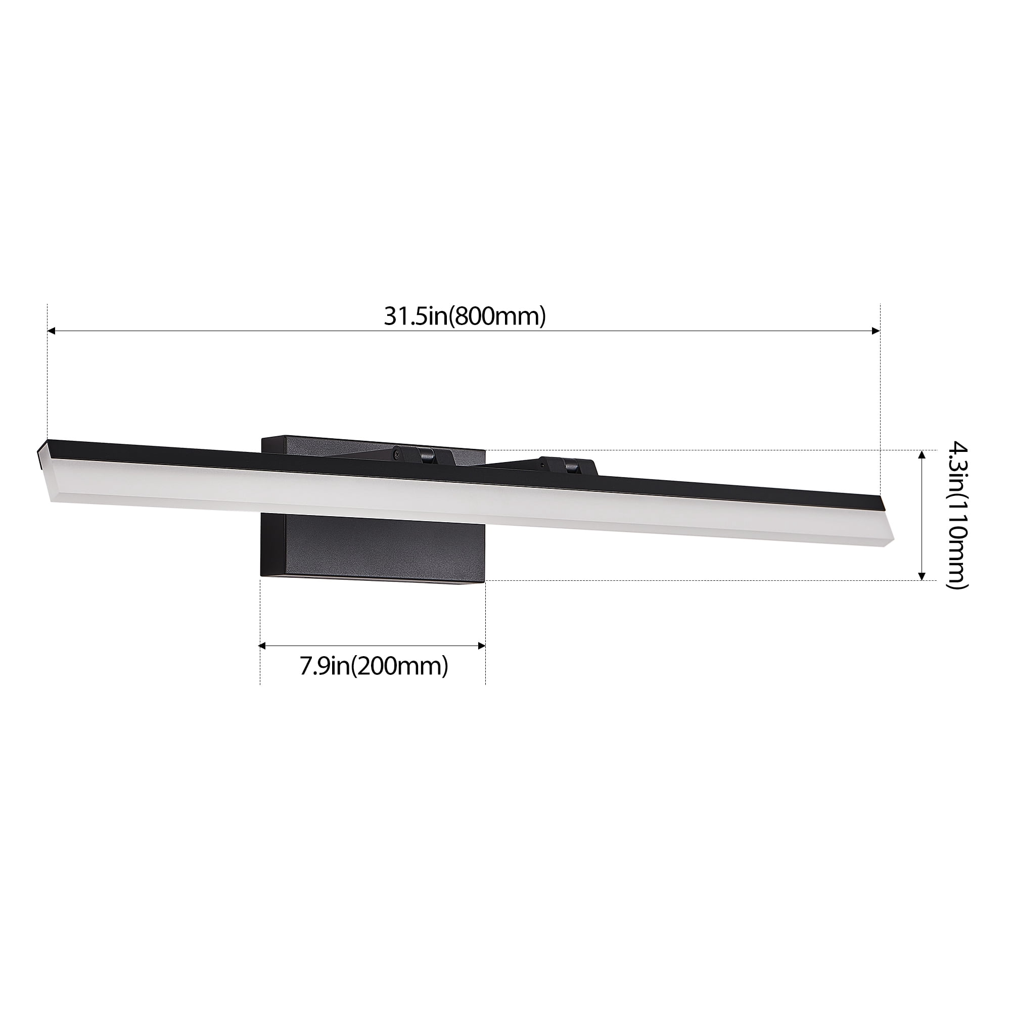 Leumius 32" Modern LED Bathroom Vanity Light, Sleek Black Metal Wall Light for Mirror, Dressing Room or Sink Area