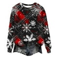 thumbnail image 5 of Women's Plus Christmas Sweaters Fashion Festive Graphic Long Sleeve Round Neck Casual Pullover Warm Tops (4XL, Black), 5 of 5